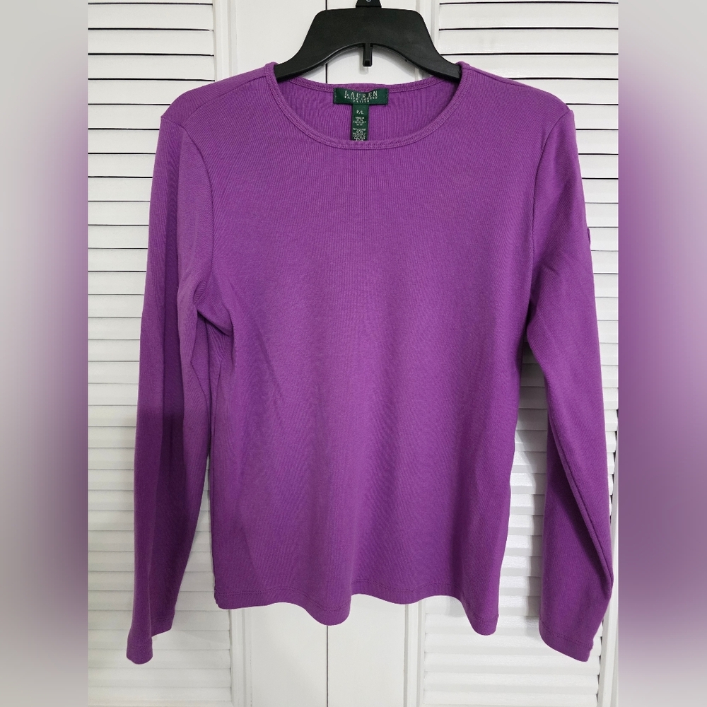 Lauren Ralph Lauren Active Long Sleeve Women's T-Shirt Purple Size L P